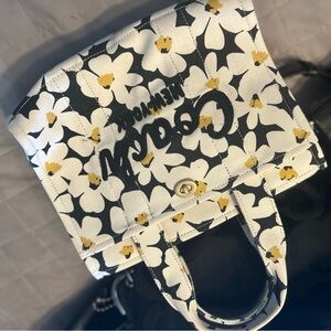 Coach Black and White Floral Tote